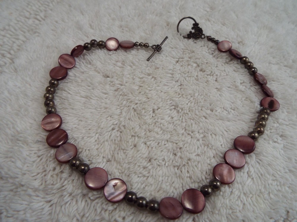 Plum Shell Bead Necklace (C38)