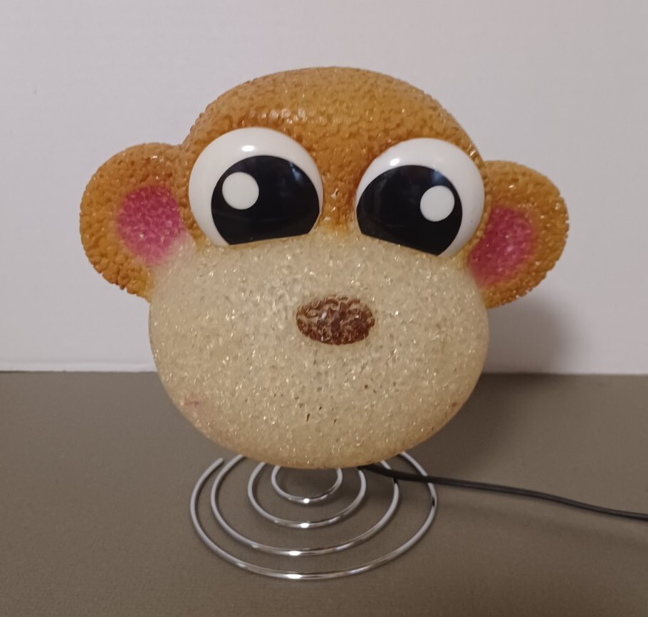 VTG Monkey Face Plastic Spaghetti Popcorn Lamp Spring Base Electric Night Light