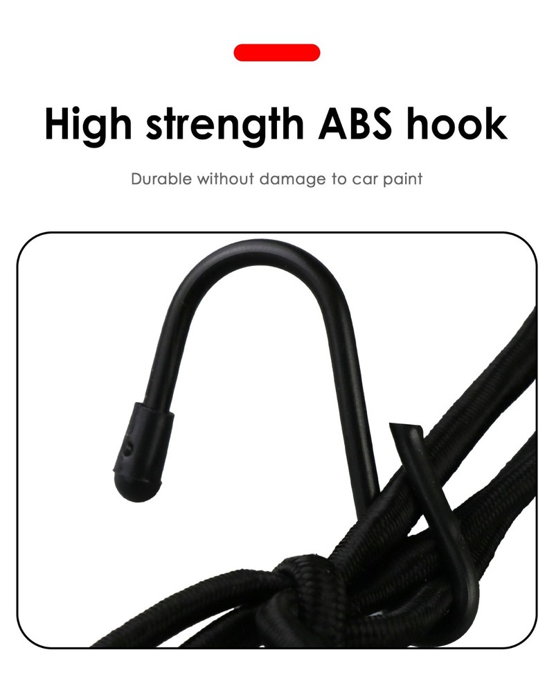 Cargo Net Motorcycle Helmet Mesh Tie Down Bungee Cord Adjustable Bungee +6 Hooks