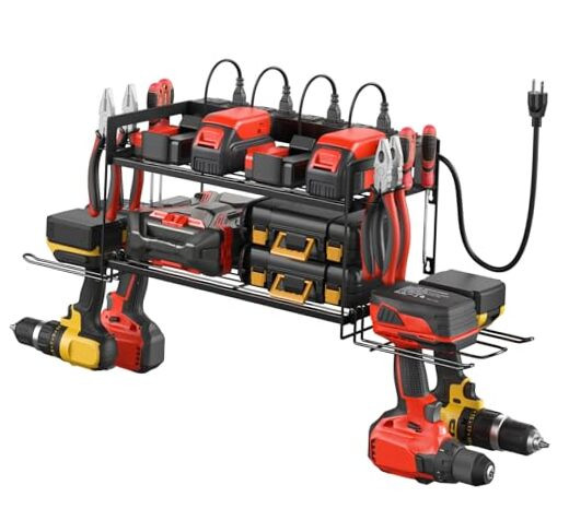 Garage Tools Storage with Charging Station. Power Tool Battery Small 2 Layer