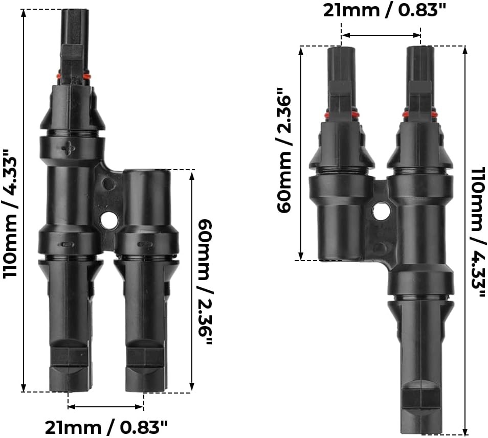BougeRV Solar Branch Connectors Y Connector for Parallel 1 Pair MMF+FFM