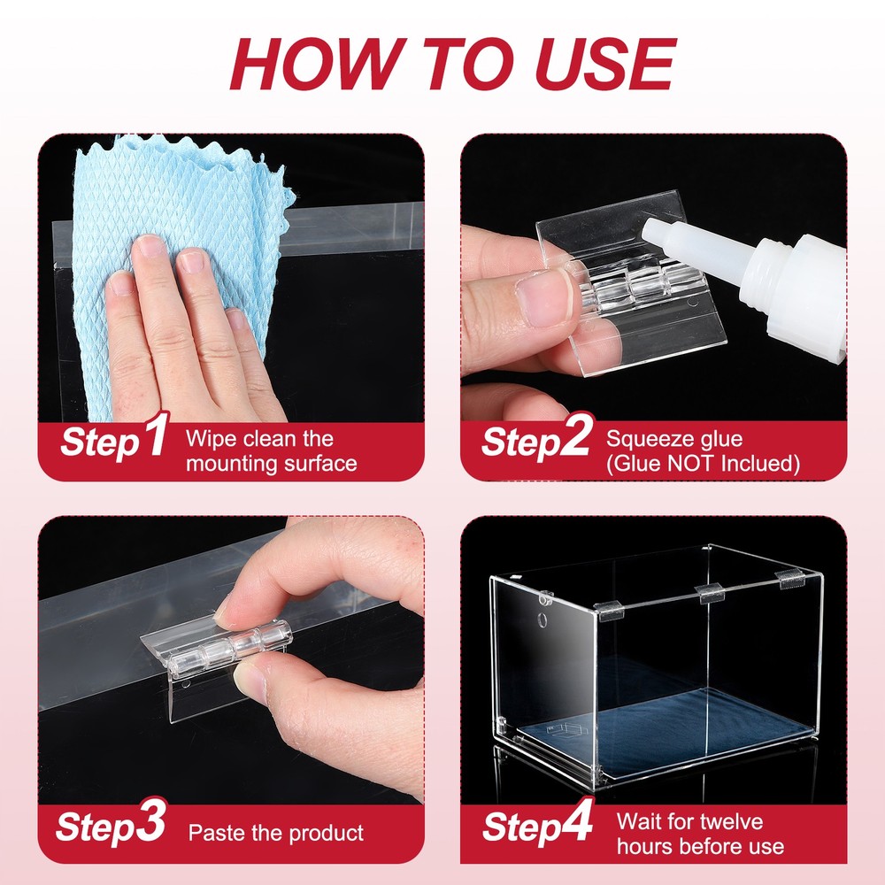 20 Pcs Clear Plastic Hinges Acrylic Hinges Small Hinge 35 x 25 mm