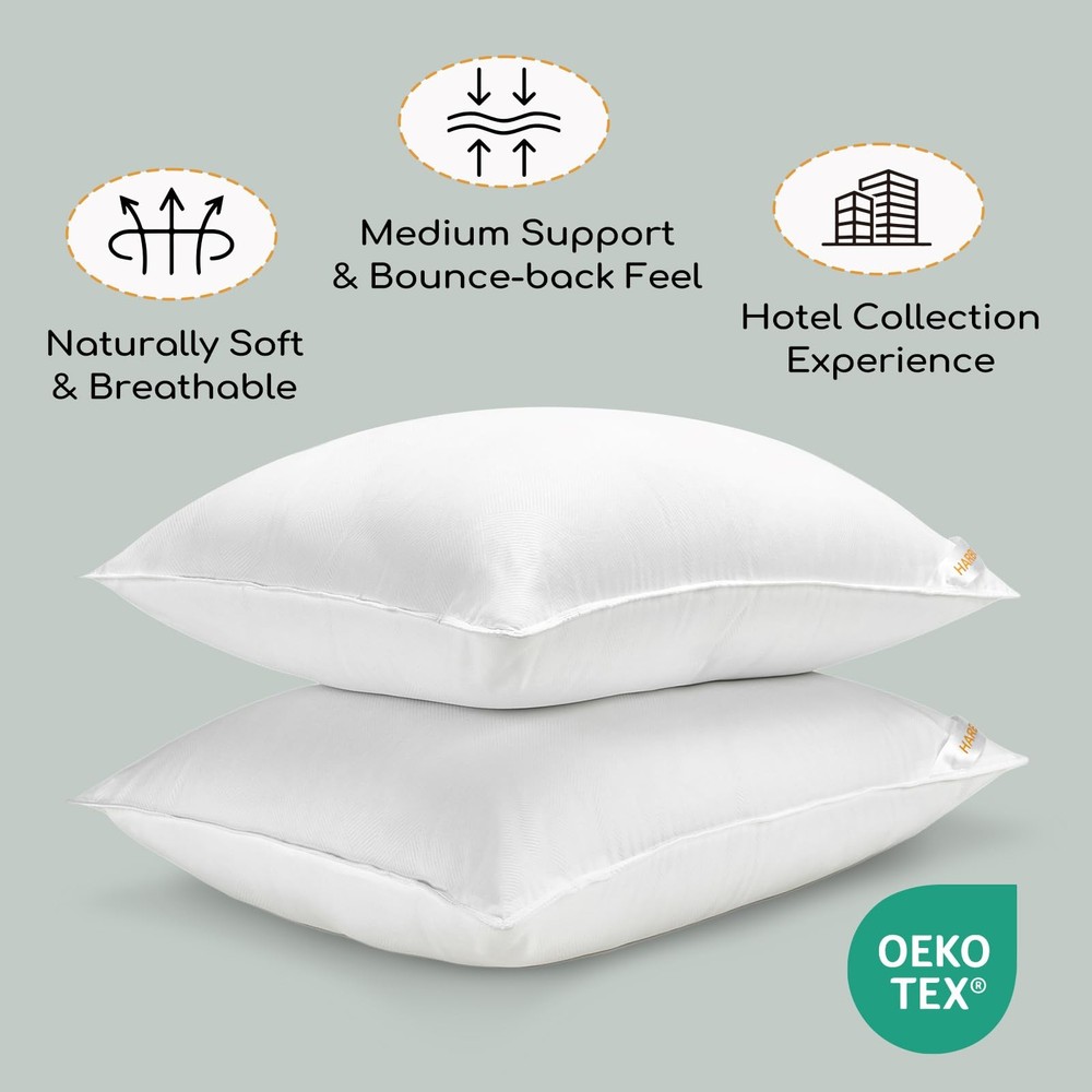 HARBOREST Bed Pillows Standard Size Set of 2 - (Pack 2), Classic