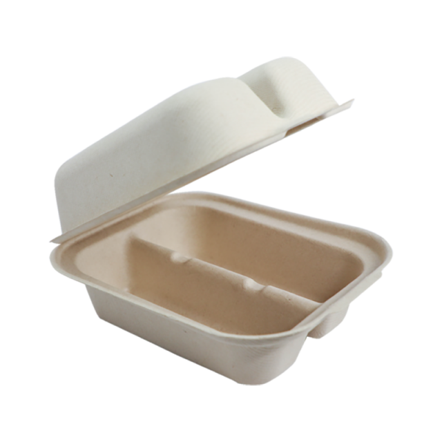 World Centric 2-Compartment Clamshell Taco Container, TO-SC-T2, Compostable