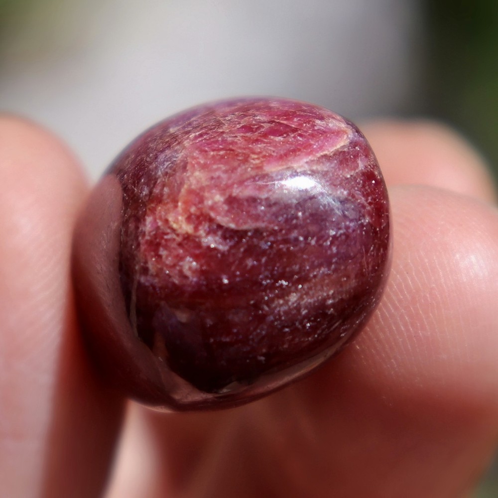Tumbled Stone: Ruby, Red Corundum from India, Fluorescent (RUB53)