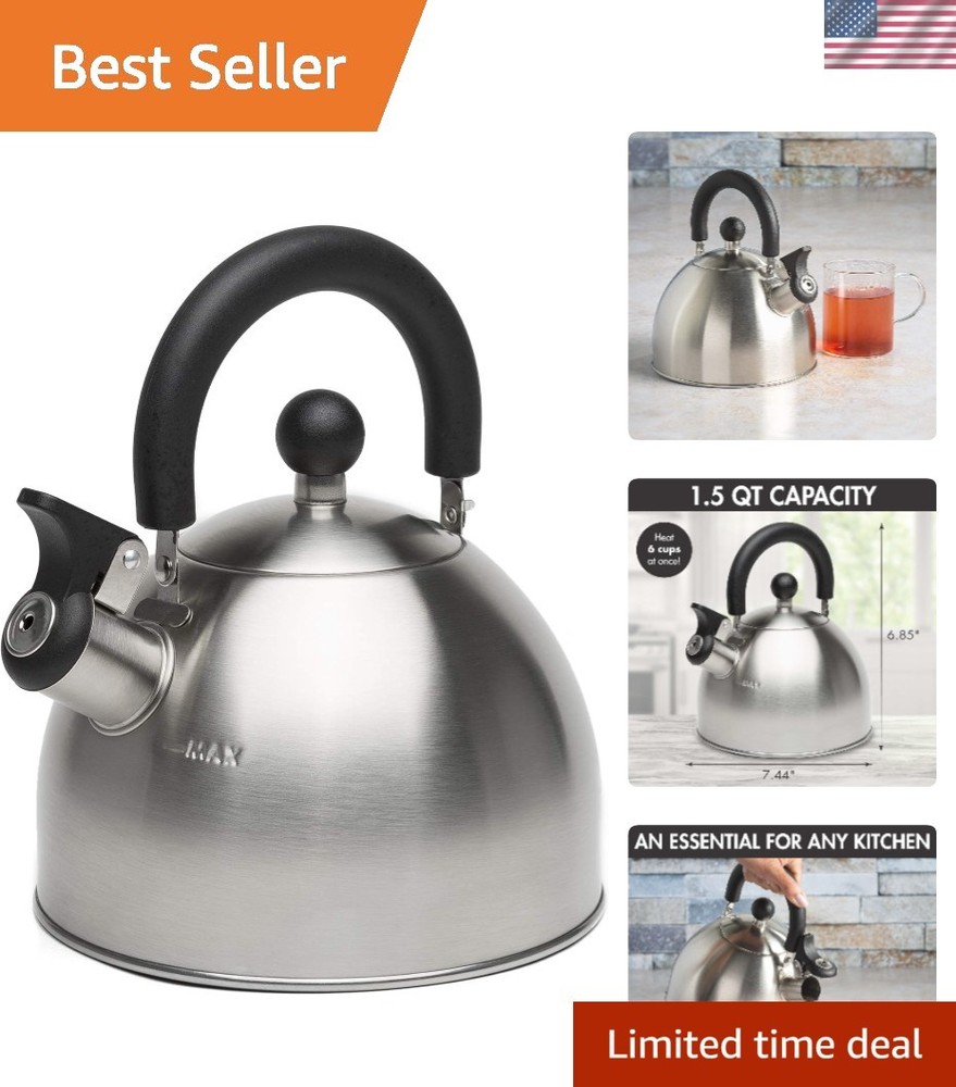 Stewart Whistling Stovetop Tea Kettle Food Grade Stainless Steel, Hot Water F...