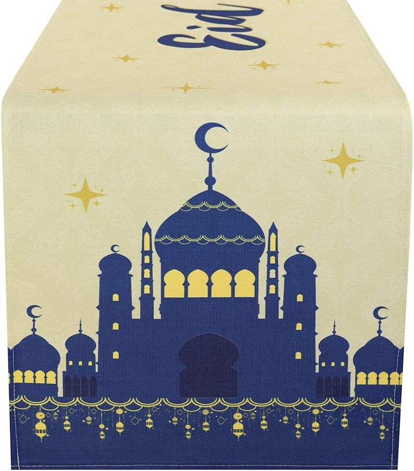 Eid Mubarak Table Runner, 13 x 72 Inch Ramadan Decoration