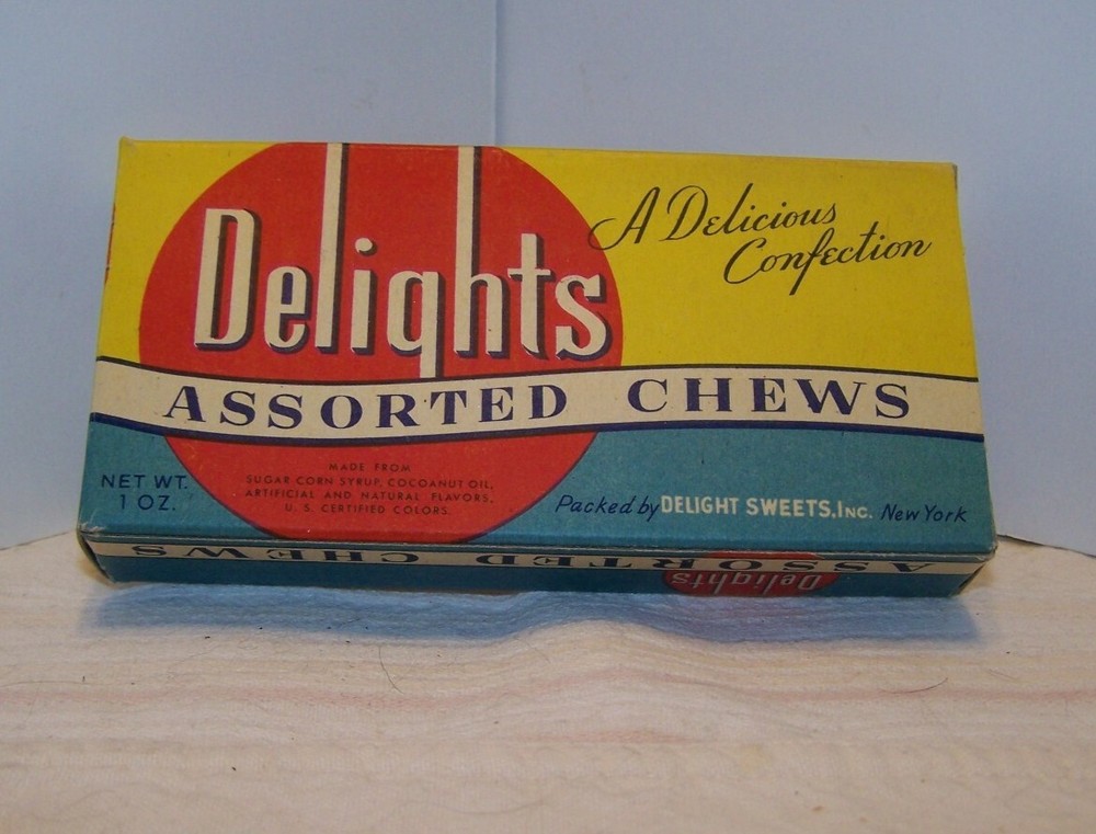 Delights Assorted Chews Candy Container box, Delight Sweets, Inc. New York