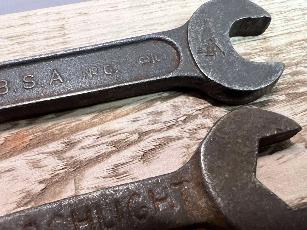 2 x VINTAGE TOOLS - “SEARCHLIGHT” SPANNER & BSA No.6 double ended spanner