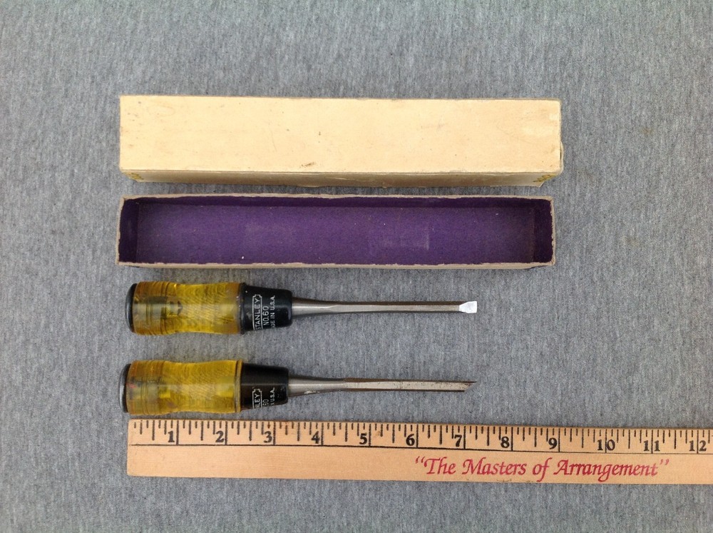 2 Stanley Chisels Thin Blade No.60 1/4" in Original Box