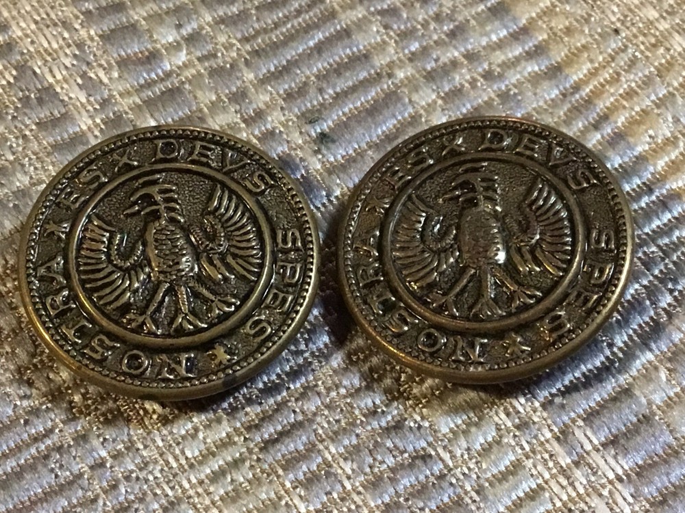 2 Hessian German Soldier British Army Es Devs Spes Nostra Eagle Button Repro