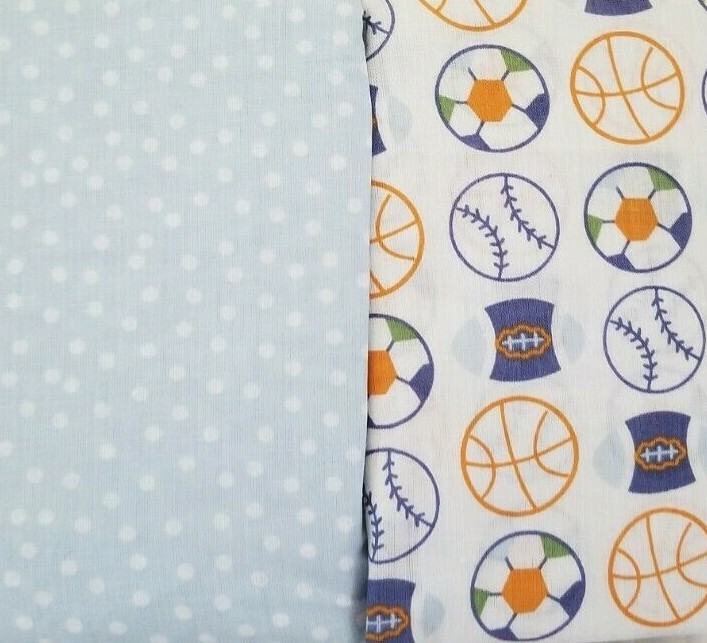 2 Summersault Blue Sports Fitted Crib Sheets NIP