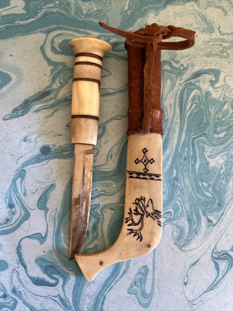 Antique Lapland Pullover Knife, Bone Sheath And Handle