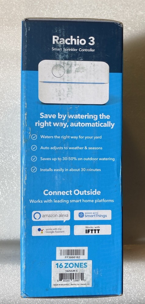 Rachio 3 Wi-Fi Smart Sprinkler Controller (16-Zone Remote Irrigation Control)