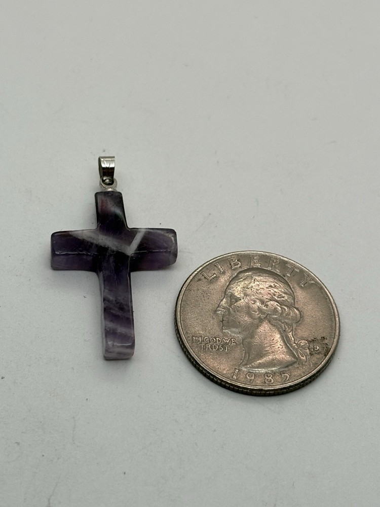 HANDMADE AMETHYST GEMSTONE CROSS RELIGIOUS PENDANT
