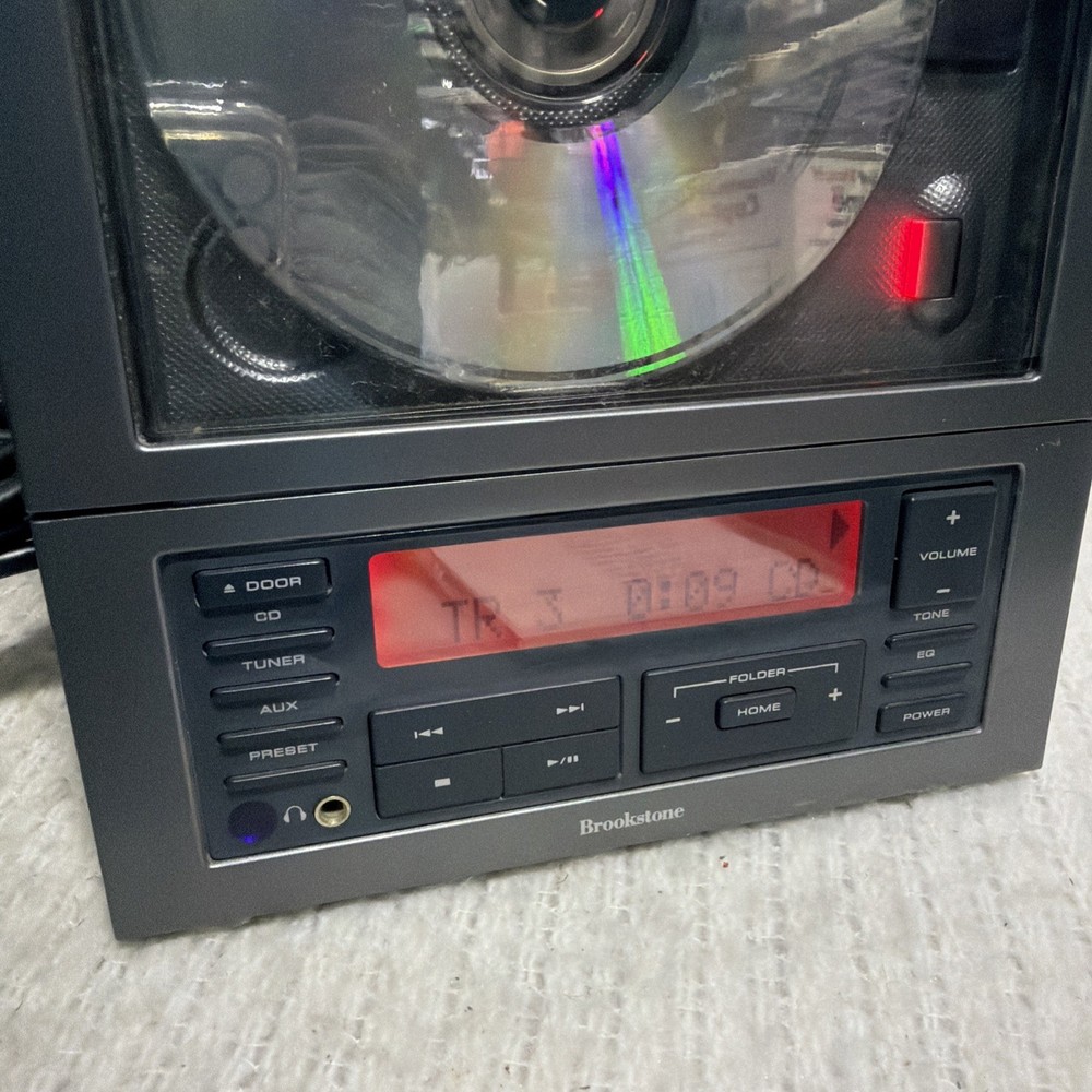 Brookstone Wafer-Thin CD System MP3 Player Flat Panel Speakers Subwoofer Remote