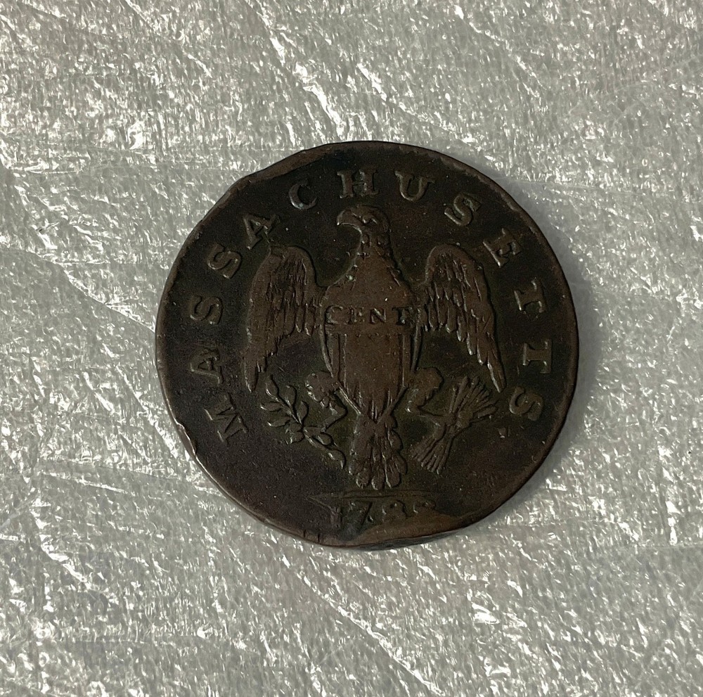 1788 Massachusetts Cent, Copper Colonial coin.