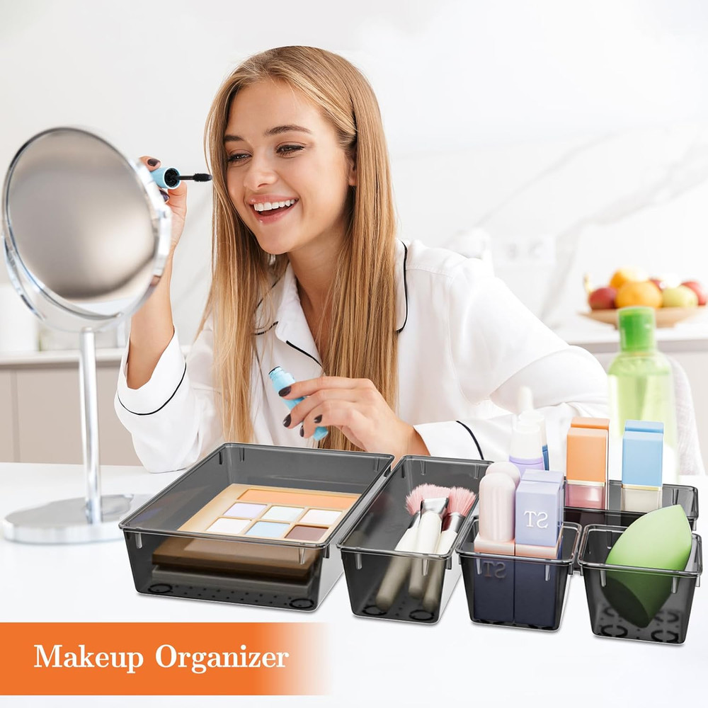 25 PCS Plastic Drawer Organizer Set, 4-Size Versatile Organizer Trays & Storage