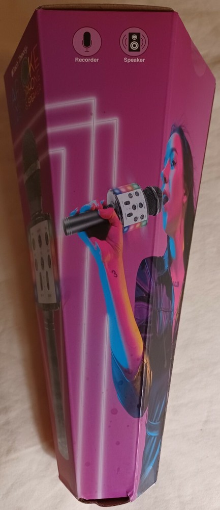 Karaoke Microphone with speaker. USB charging, Bluetooth. With flashing lights.