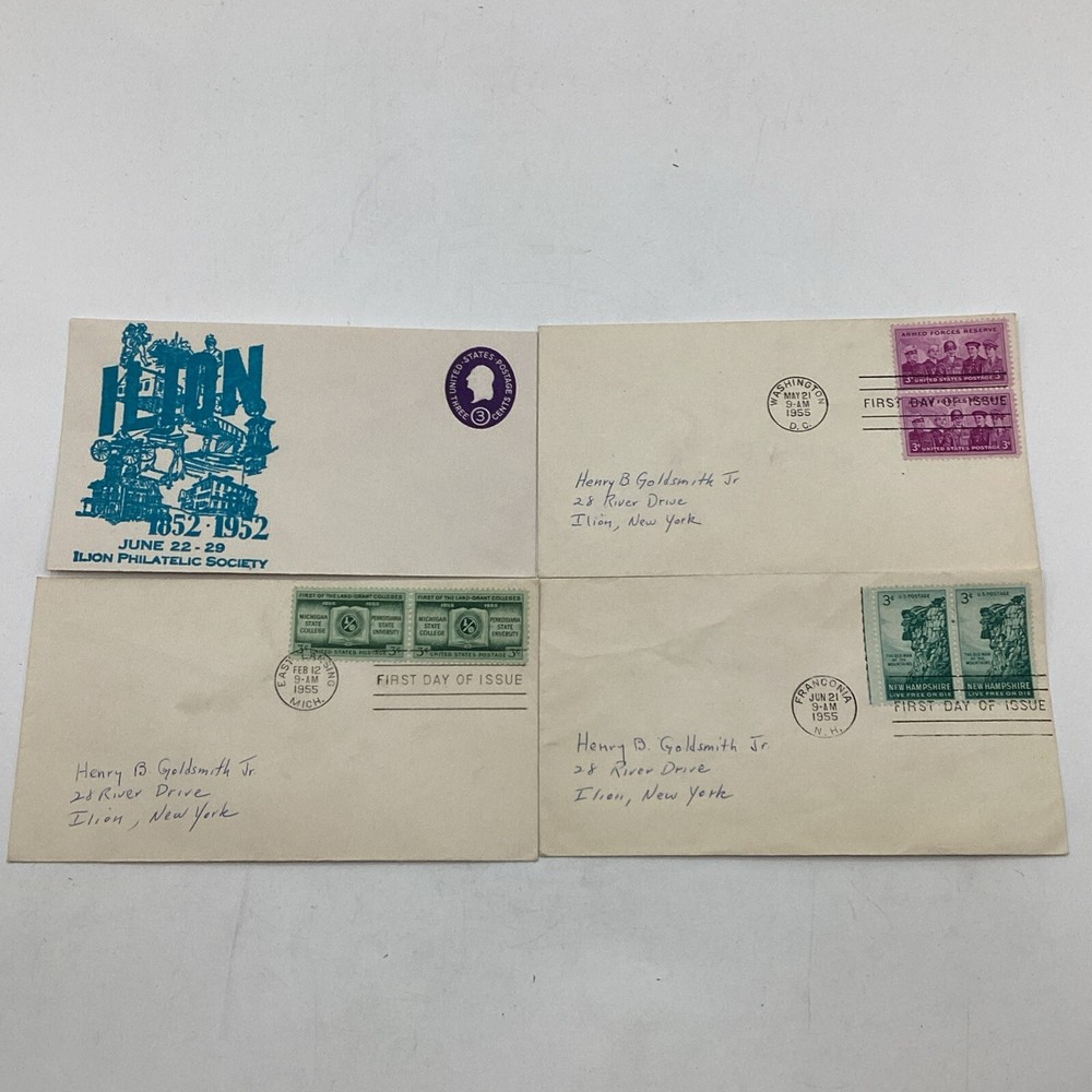 (4)1950’s Assorted Postal Card & Envelope 3¢ Denominative Stamps First Day Issue
