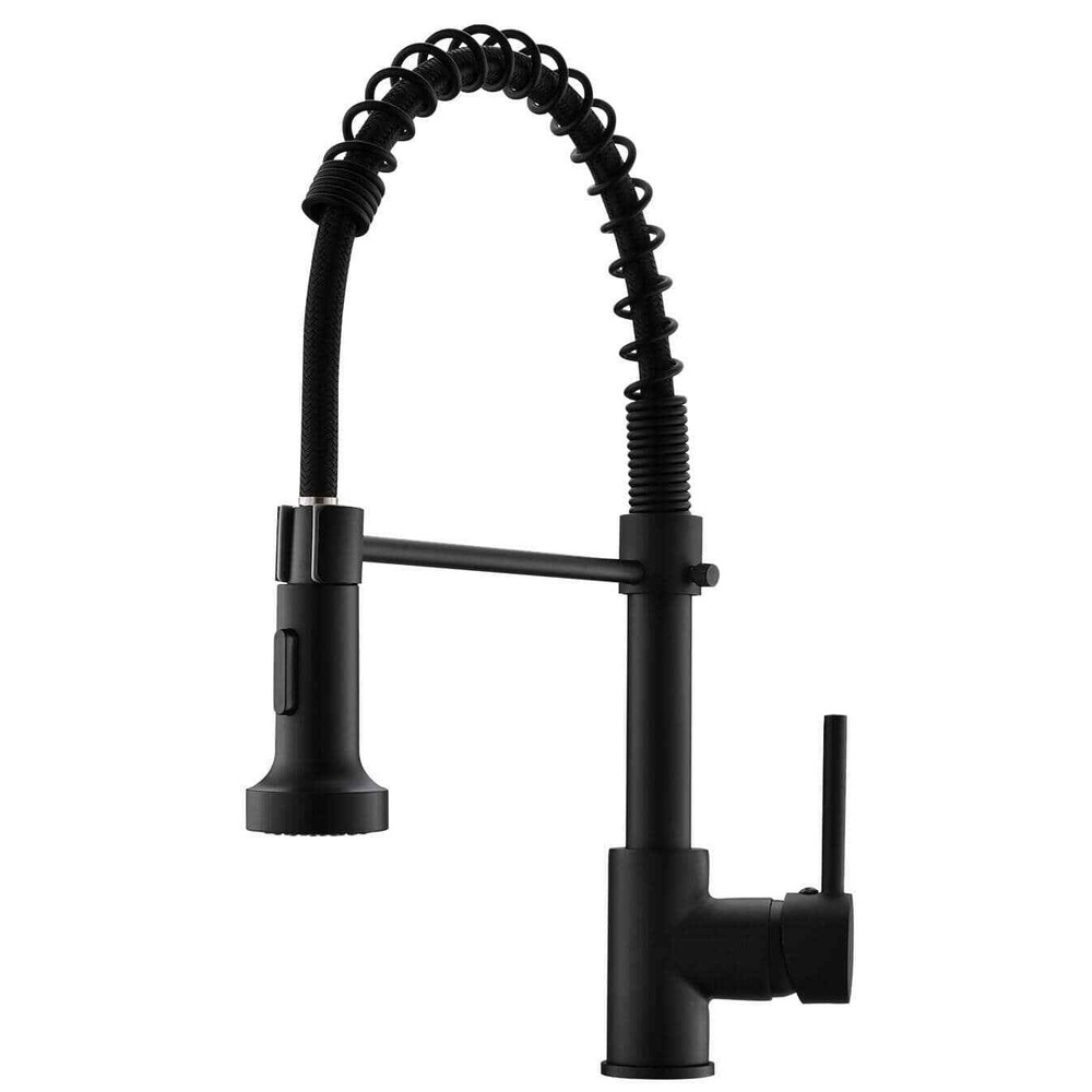 Stainless Steel Single Handle Kitchen Sink Faucet - Pull Down Sprayer, Black