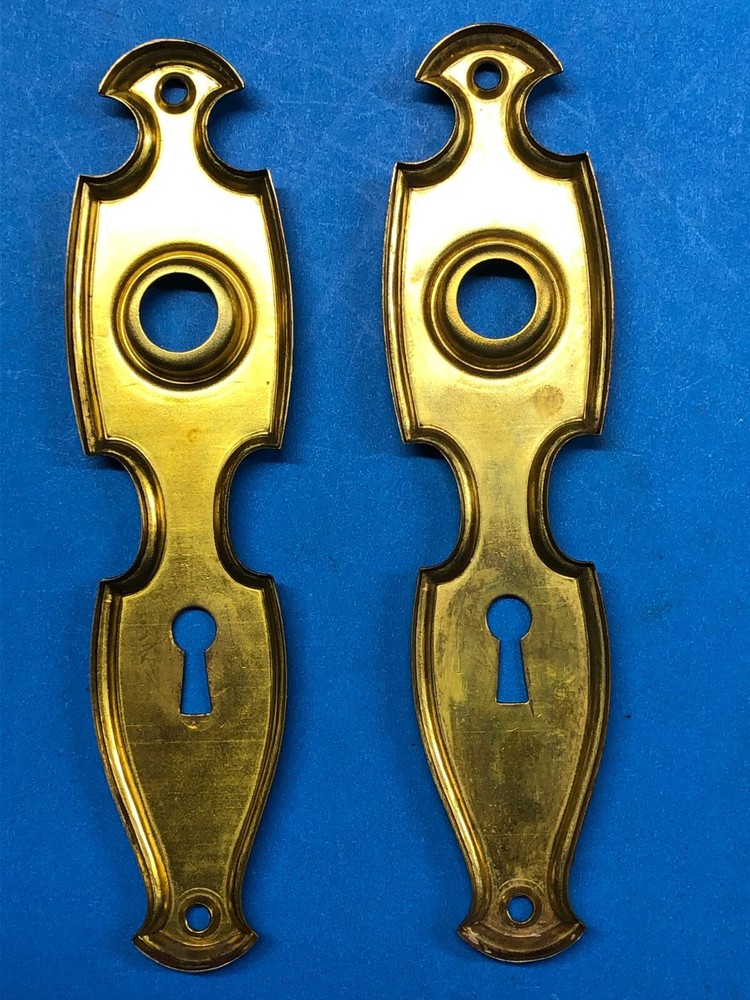 Solid Brass Doorknob Backplates MATCHING PAIR Restored (M7938)