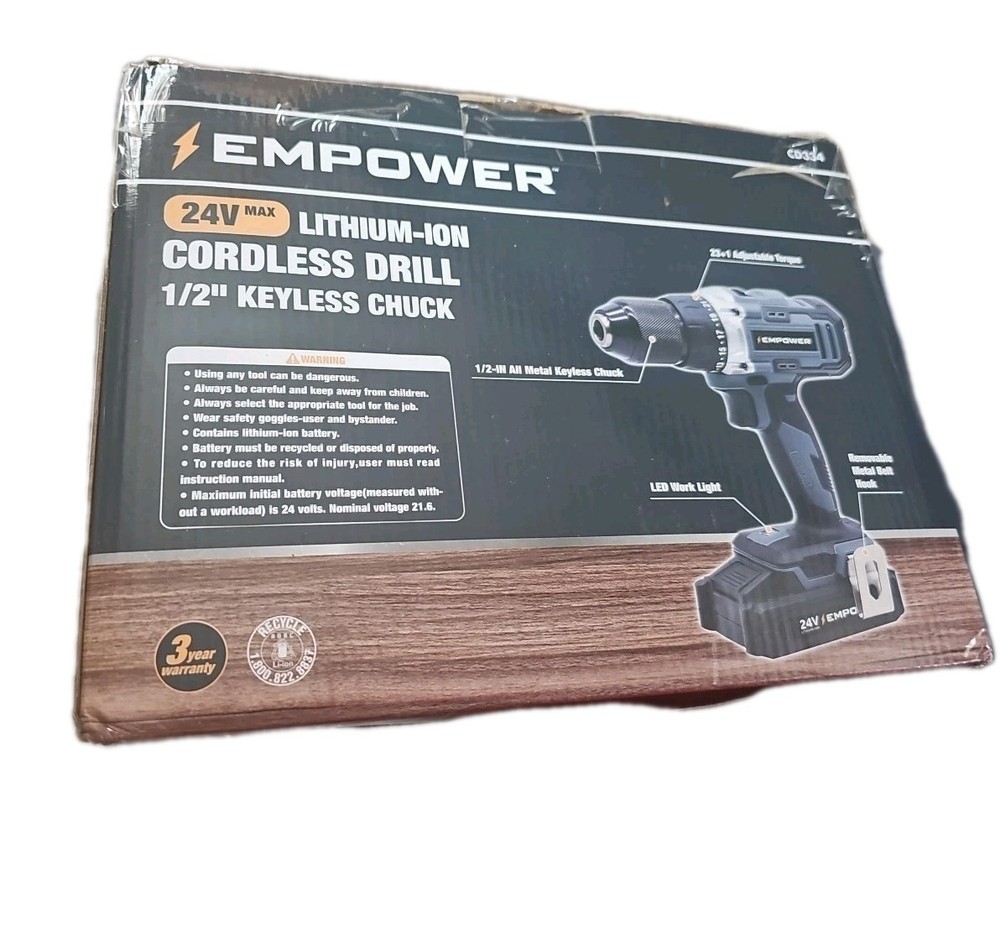 EMPOWER CD334 24V Cordless Drill with Battery Graphite Gray