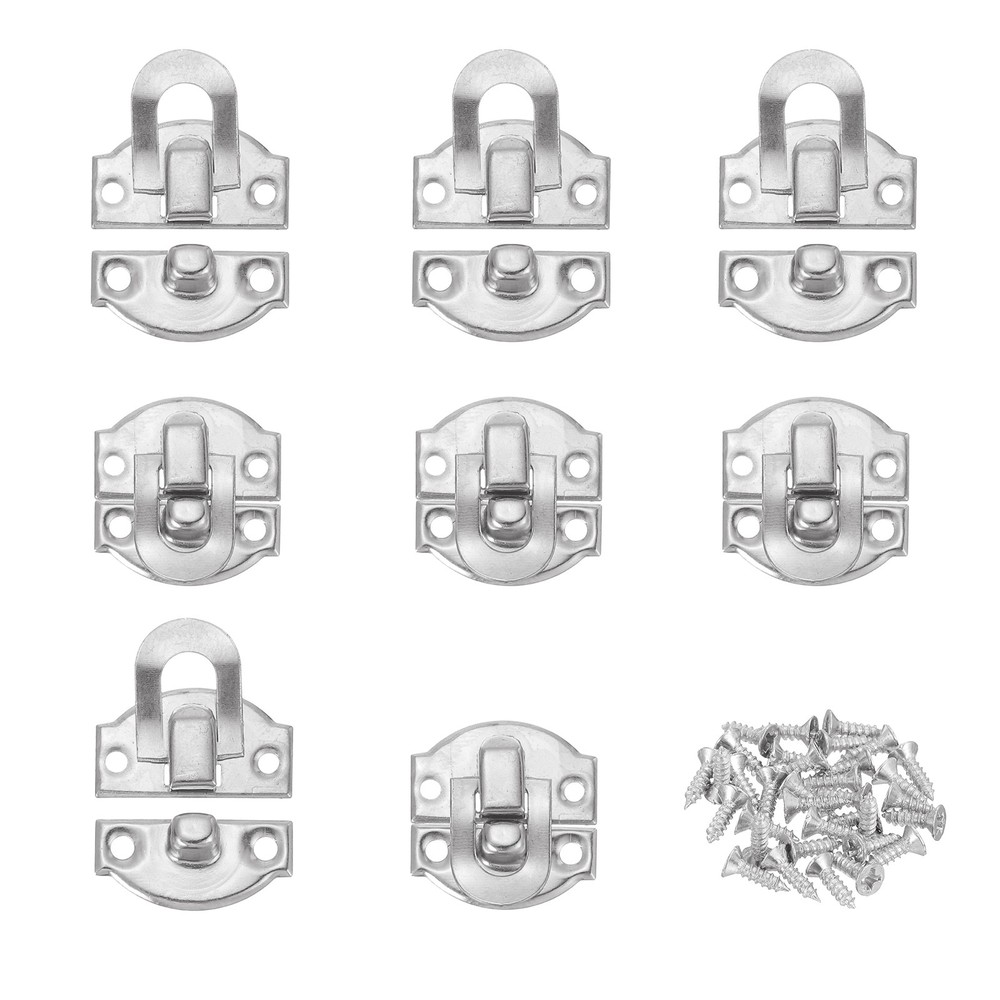 8Pcs 0.8" x 0.8" Retro Decorative Hasp Kit with Screws, Silver