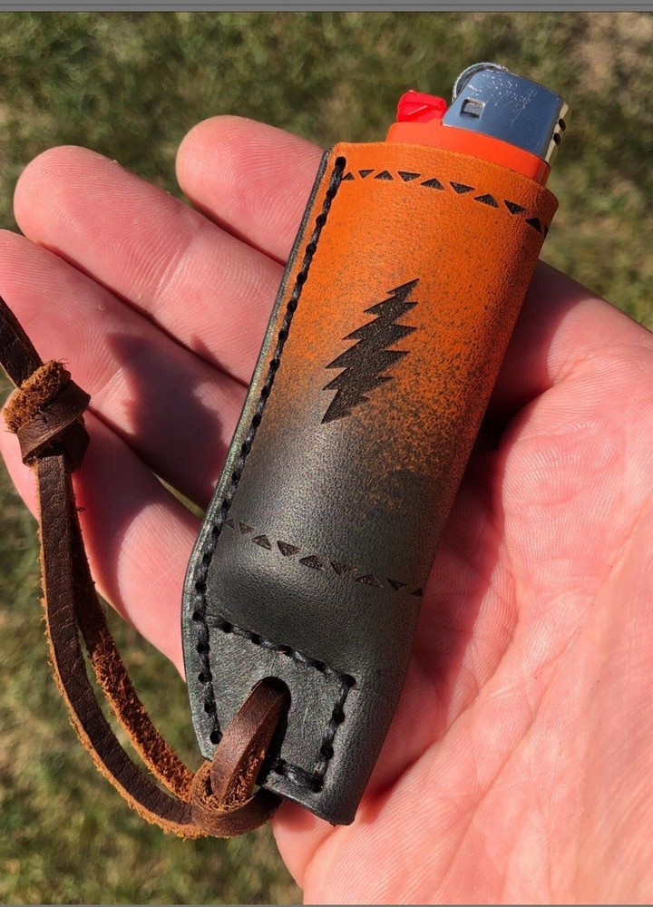 Grateful Dead Leather Lightning Bolt Lighter Holder