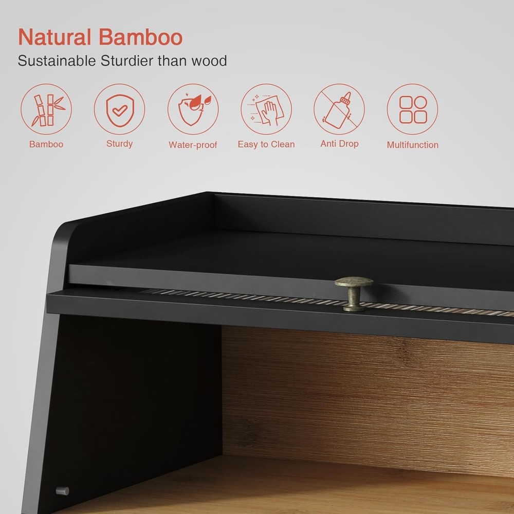 Large Bread Box for Kitchen Countertop, Black Extra Large,