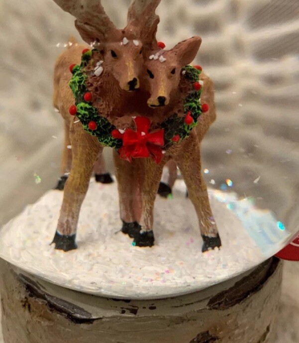 Martha Stewart Two Deers Stag & Doe Snow Globe