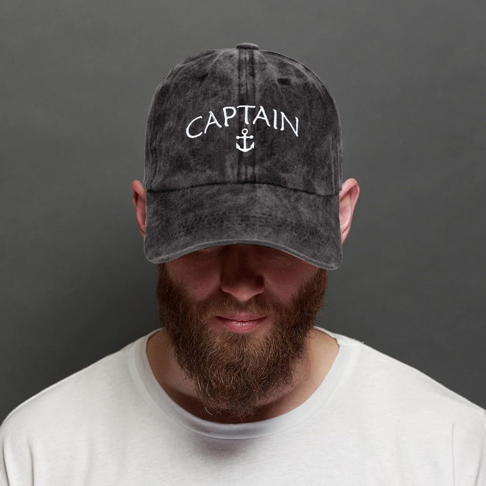 Embroidered Boat Captain Hat & First Mate One Size, Mate-2pc