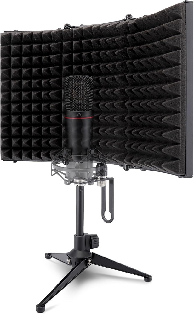 Compact Microphone Isolation Shield – Portable Studio Mic Sound Dampening Foam R