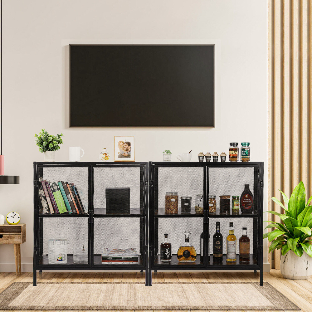 Sideboard Buffet Kitchen Storage Cabinet w/Mesh Doors&Shelves Wine Cabinet
