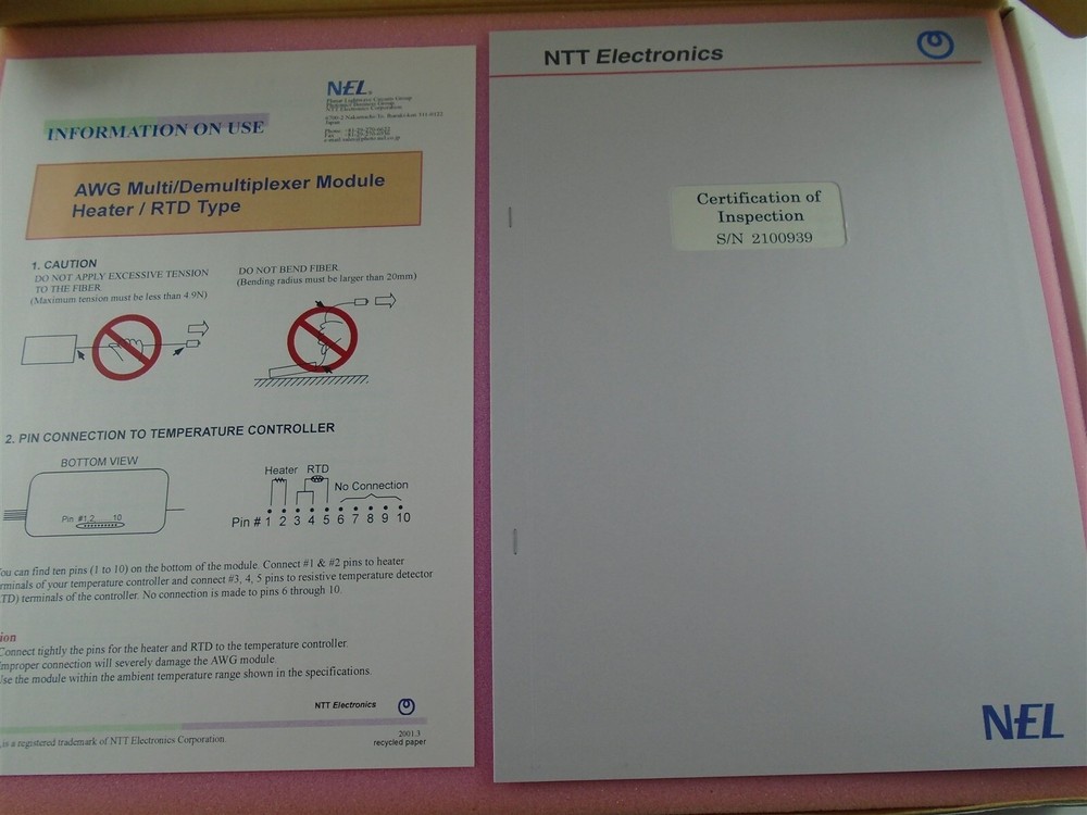 NTT Electronics Fiber Optic Laser Module Part Number MUX100-1L