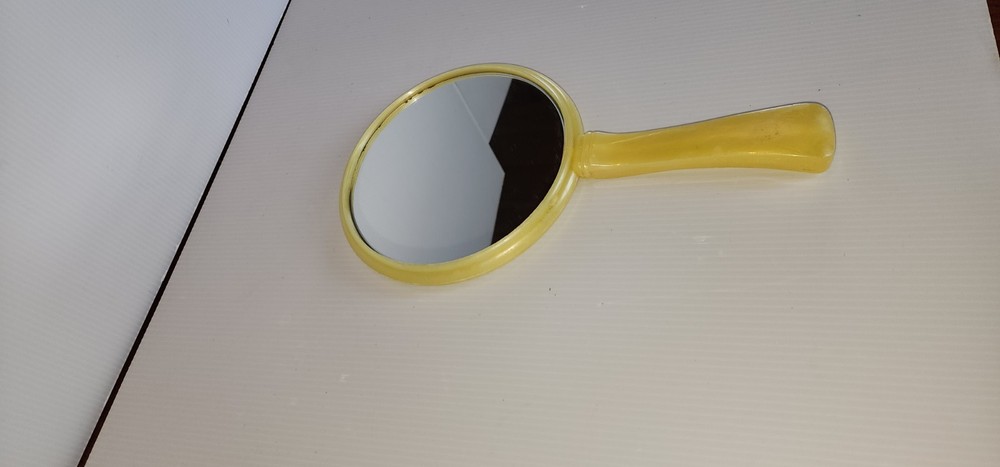 VTG Hand Mirror Celluloid or Bakelite Plastic 10"x6"