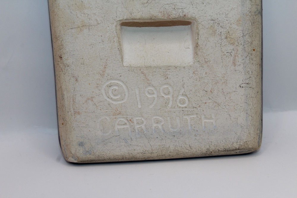 Carruth Studio Art Pottery Ceramic Mini Tile 1996 Rabbit Flowers Spring