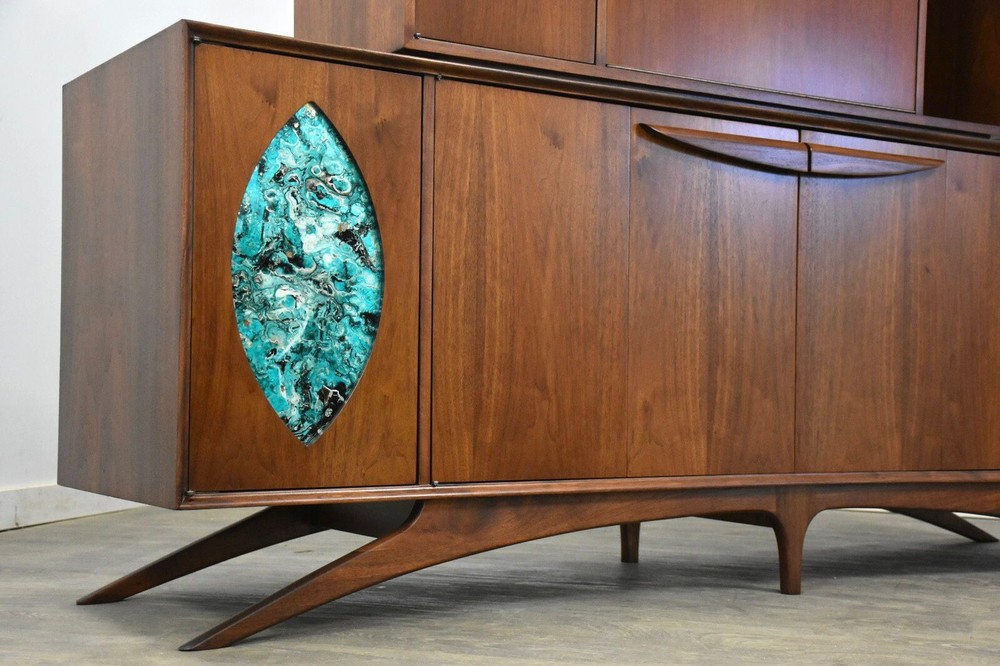 Refinished Walnut Vladimir Kagan Style Sideboard Credenza