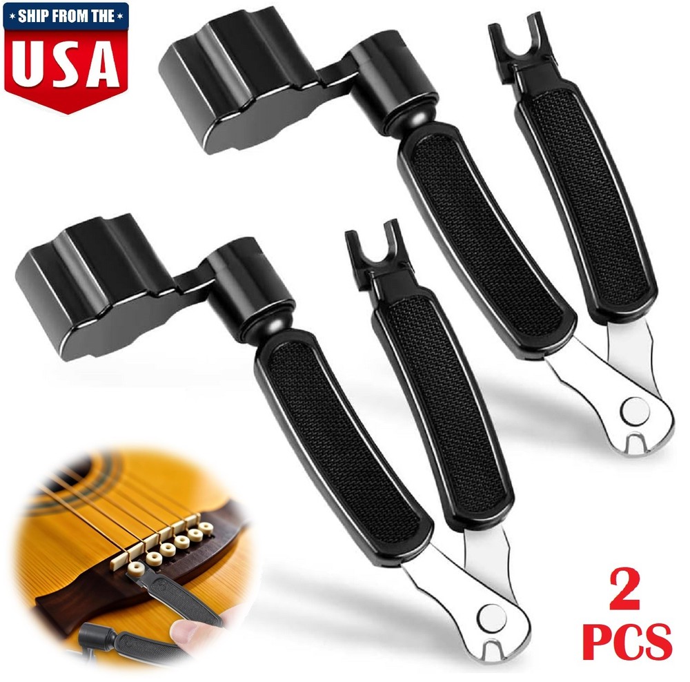 2× Professional Guitar String Winder Cutter Bridge Pin Puller Guitar Repair Tool