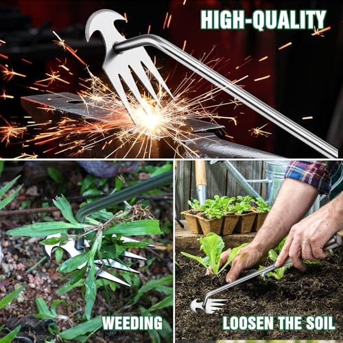 Hand Weeder Tool, Stainless Steel Handle Manual Weeder Weed Puller Tool 40mm