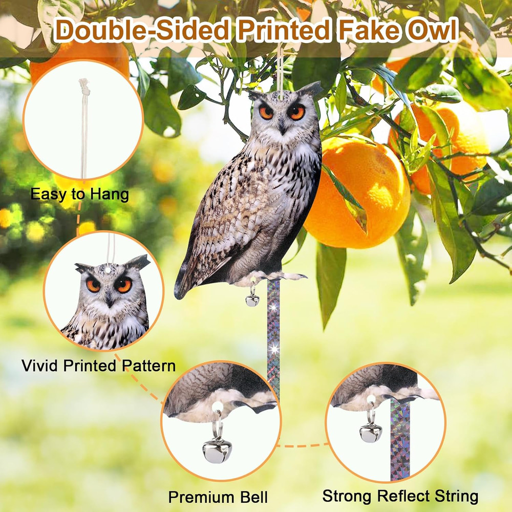 5 Pack Owl Scare Reflective Hanging Owl Decoration, Effective Owl Control Device