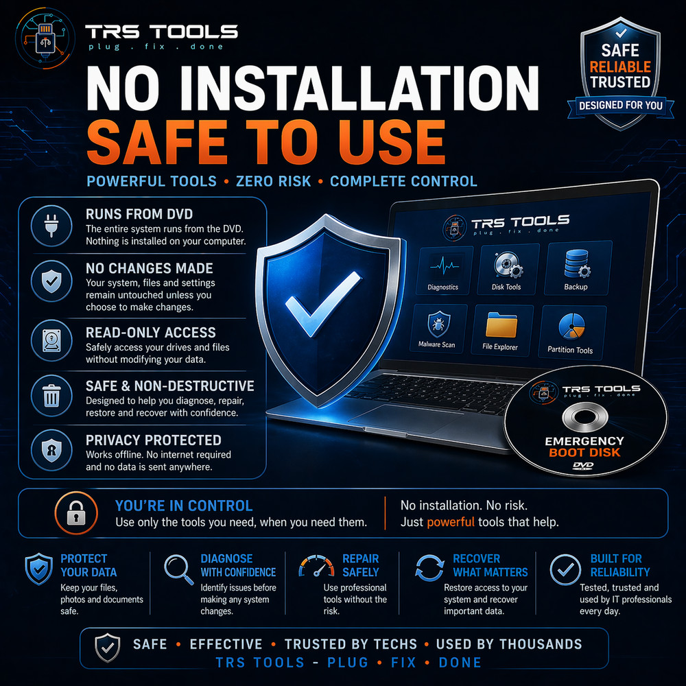 Emergency Boot Disk PC Repair Diagnostics For Windows 11, 10 CD DVD