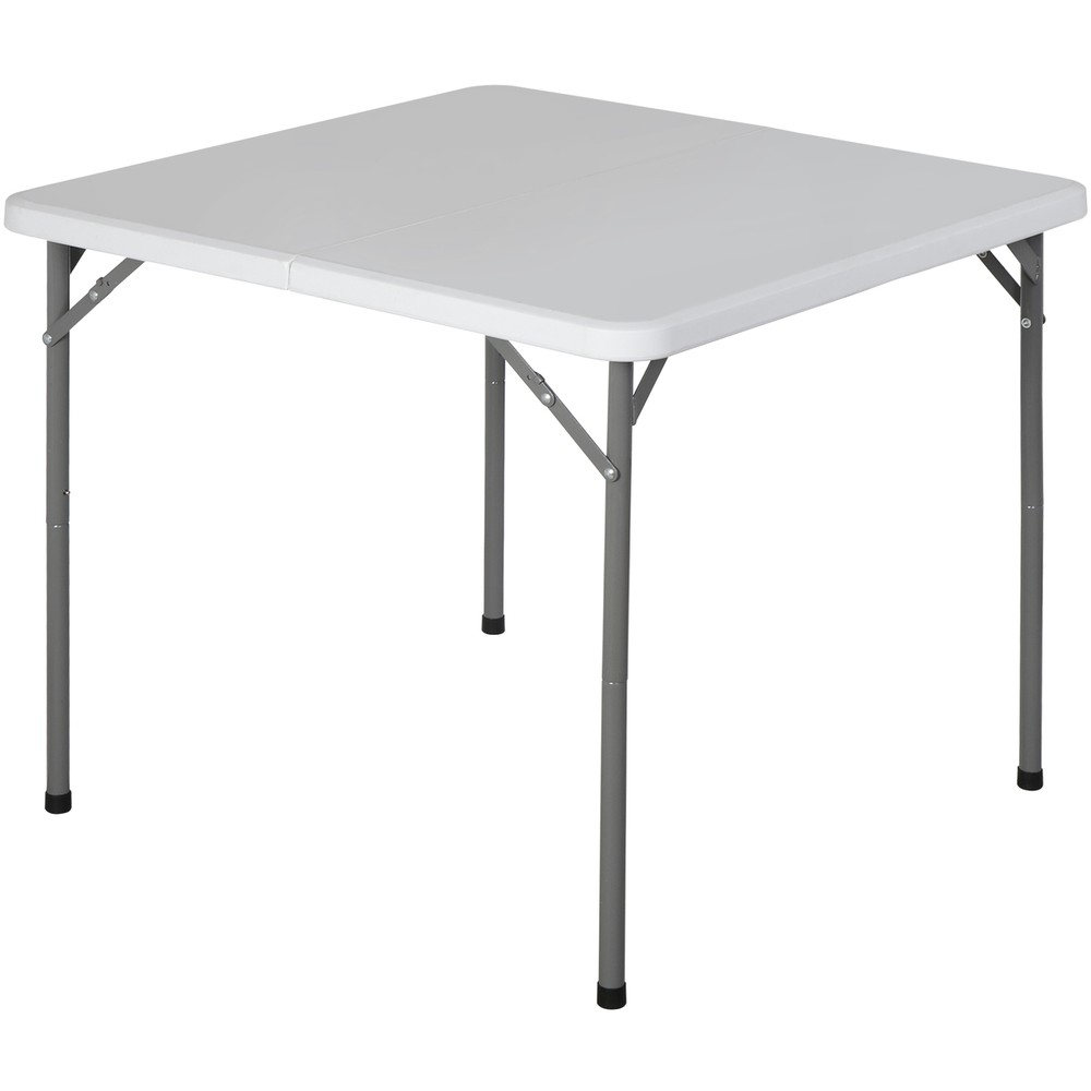 34" Plastic Square Table with Resin Top Game Table for Puzzles Crafting Folding