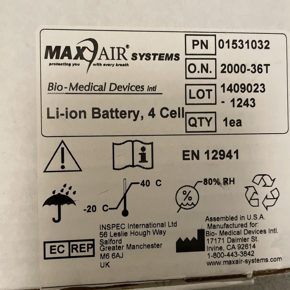 Max Air Systems Li-ion Battery For CAPR 2000-36T - Fully Charged