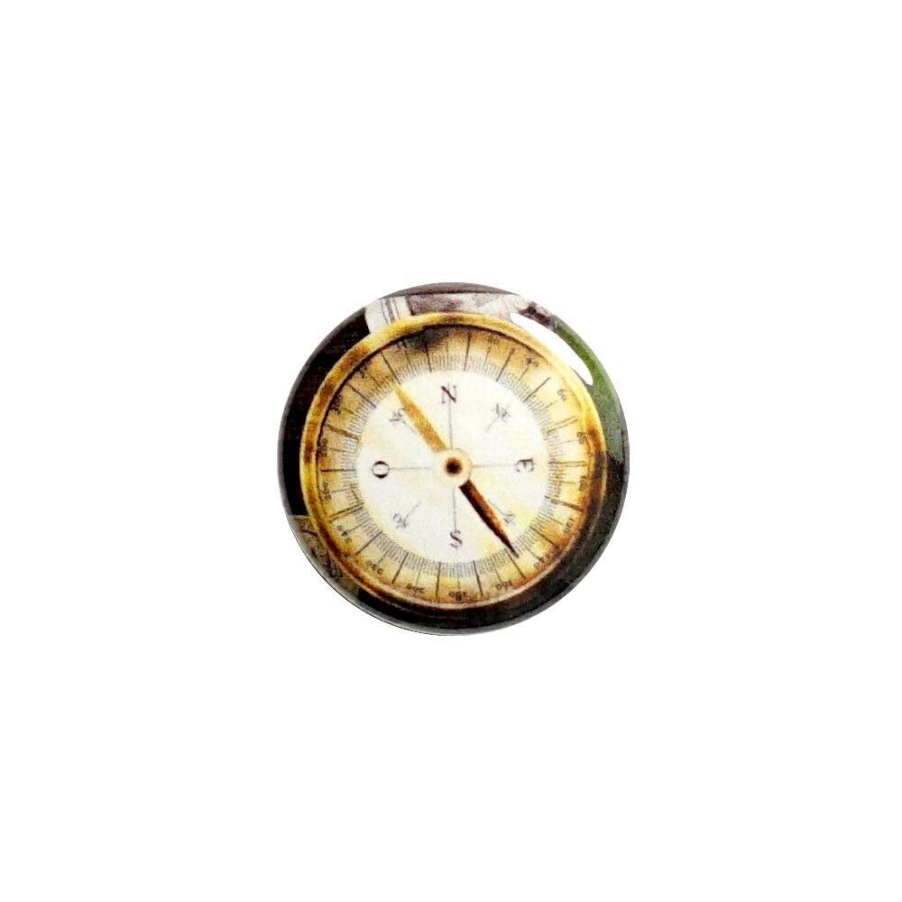 Compass Button Pin Old Style Steampunk Compass Backpack Jacket Pin 1" #15-5