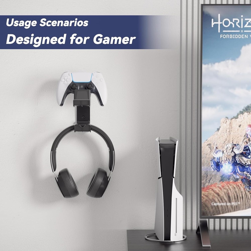 KDD Dual Controller Headphone Holder Stand Wall Mount