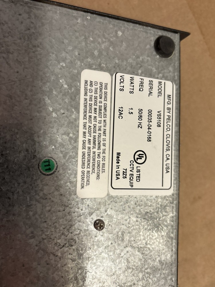 Pelco VS5108 8-input Sequential Video Switcher - Untested.