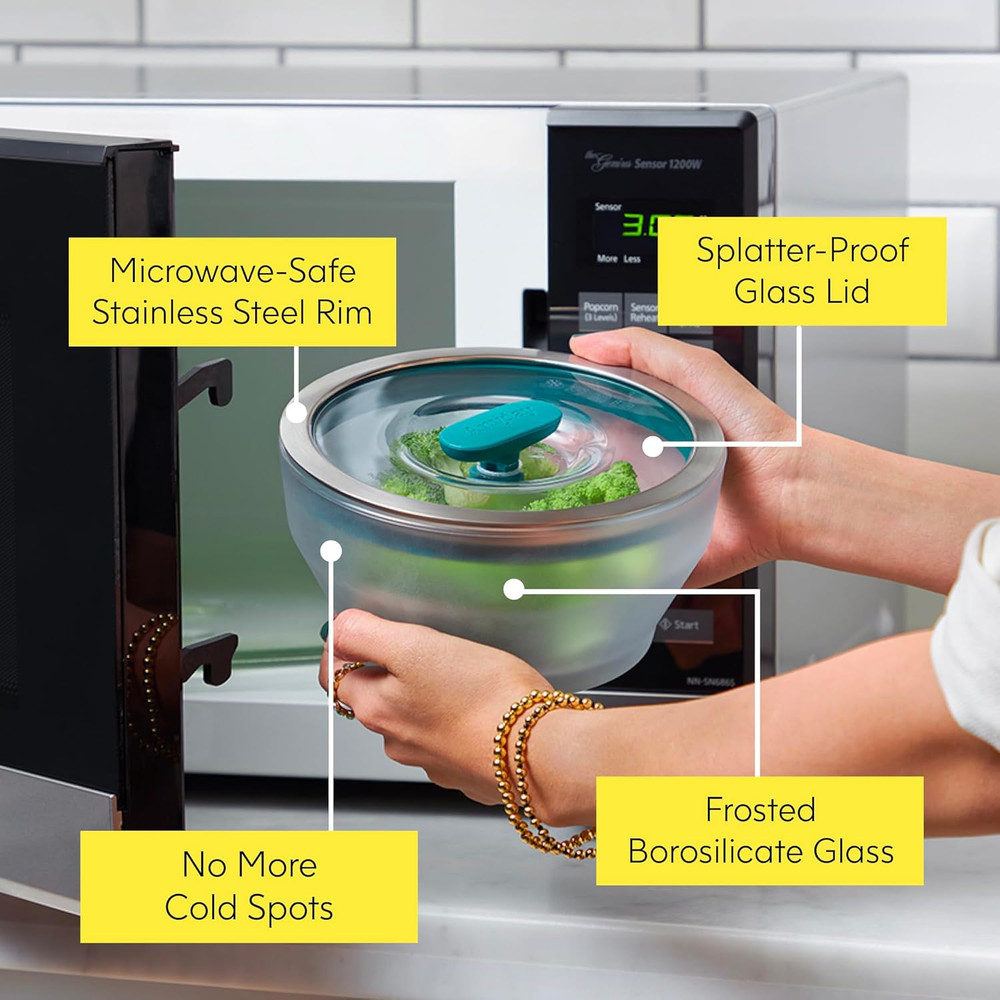 4-Pc Microwave Cookware & Glass Storage Set with Glass Lids | Medium Plastic-Fr