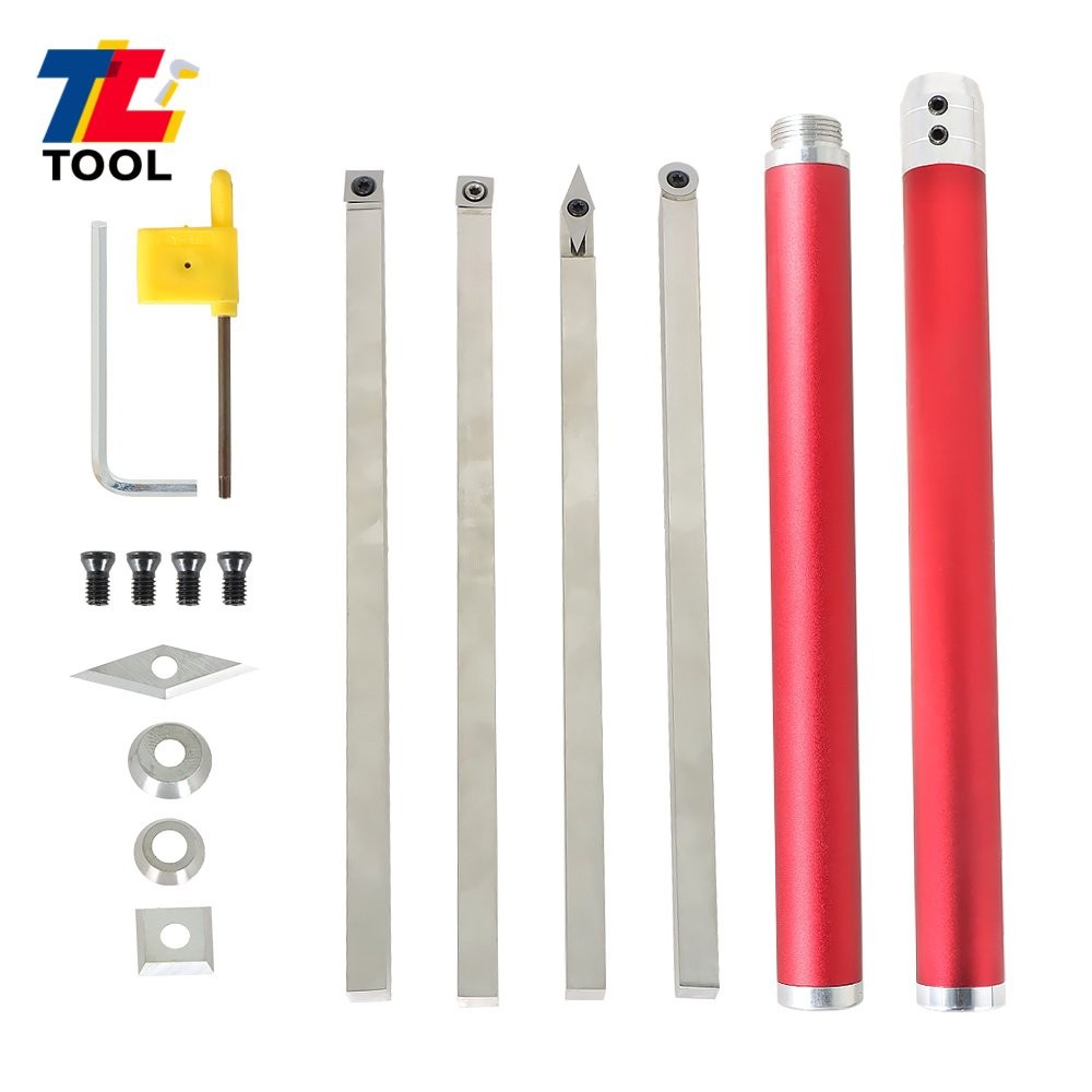 6 Pack Carbide Wood Turning Tools W/ 4 Replace Inserts For Lathe Finisher Tool