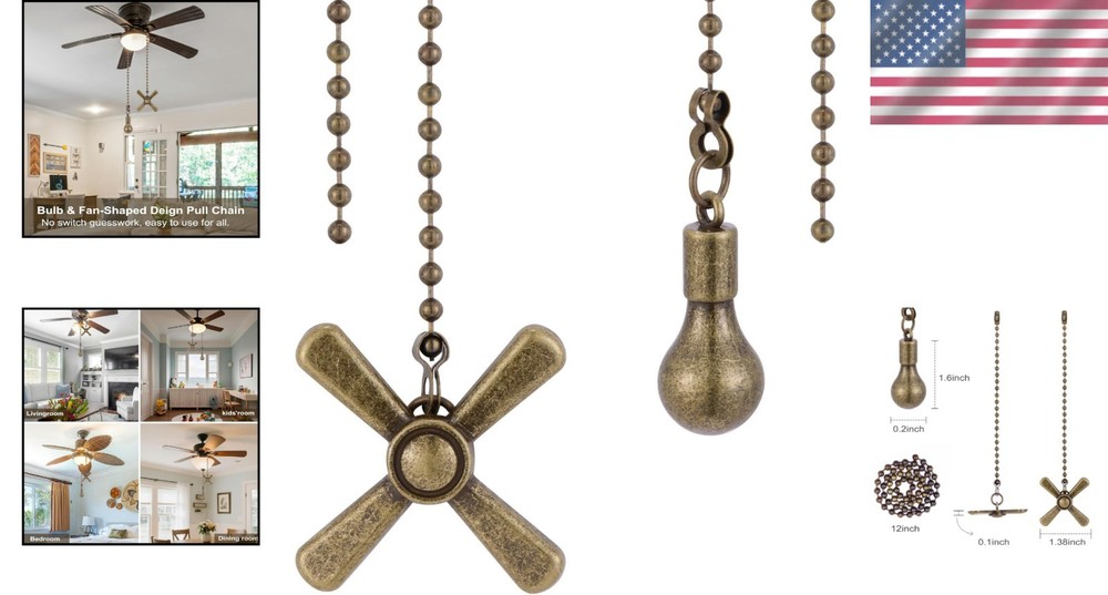 Kelduemi Ceiling Fan Pull Chain Ornaments, 13.6 Inches Fan Pulls Extension